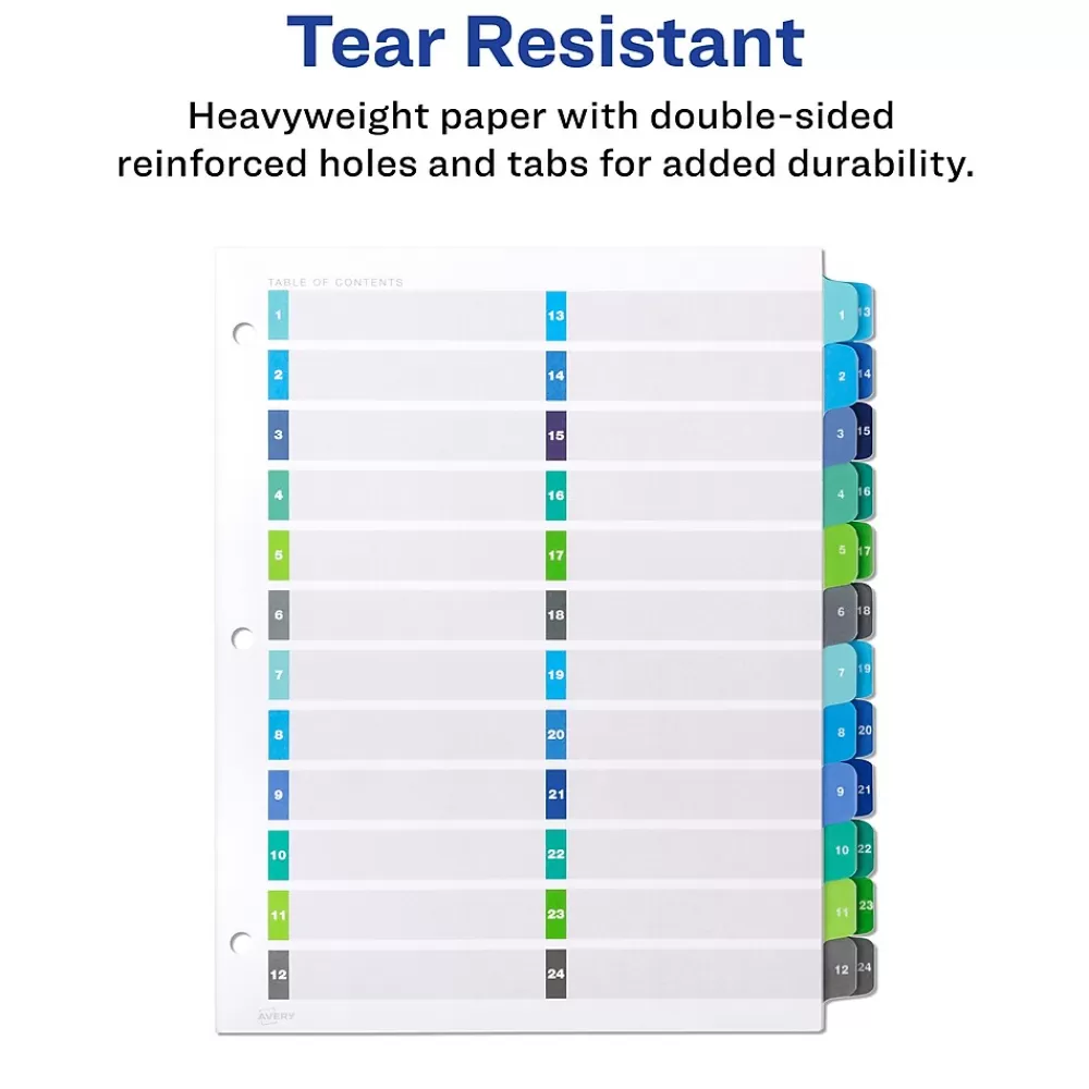 Avery Dividers<Ready Index Table of Contents Double Column Paper Dividers, 1-24 Tabs, Multicolor (11321)