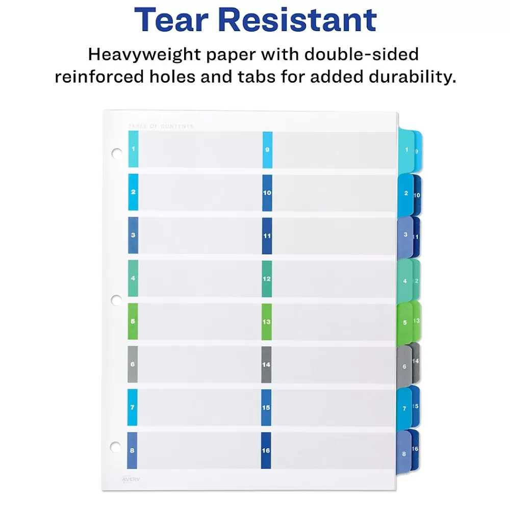 Avery Dividers<Ready Index Table of Contents Double Column Paper Dividers, 1-16 Tabs, Multicolor (11320)