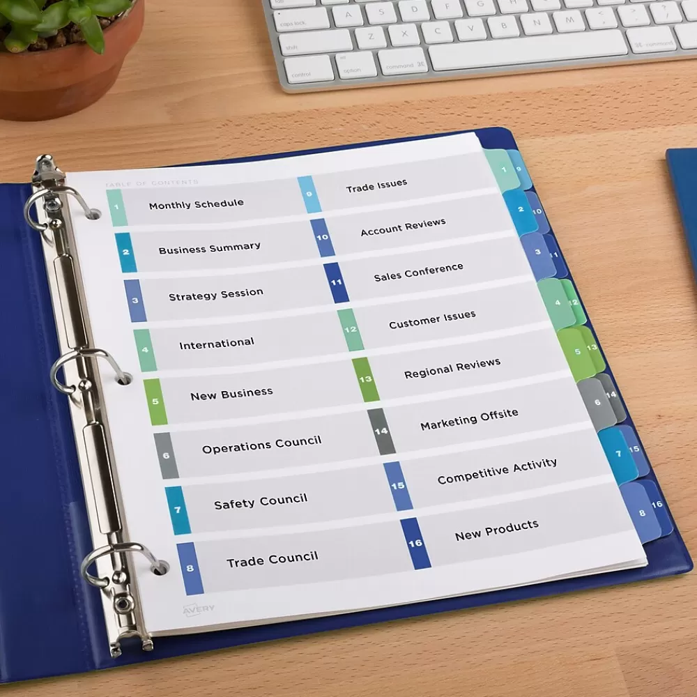 Avery Dividers<Ready Index Table of Contents Double Column Paper Dividers, 1-16 Tabs, Multicolor (11320)