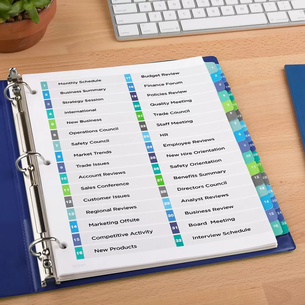 Avery Dividers<Ready Index Table of Contents Double Column Paper Dividers, 1-32 Tabs, Multicolor (11322)