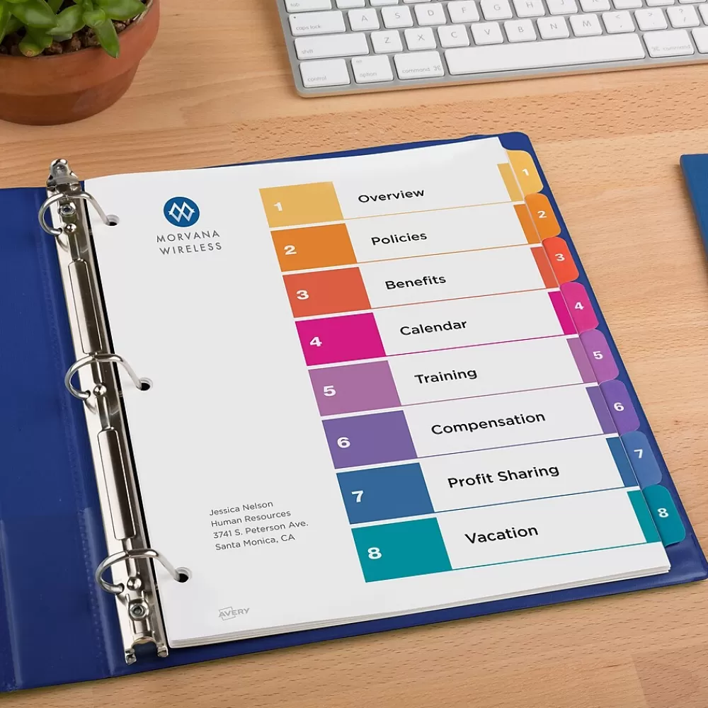 Avery Dividers<Ready Index Table of Contents EcoFriendly Paper Dividers, 1-8 Tabs, Multicolor, 3 Sets/Pack (11081)