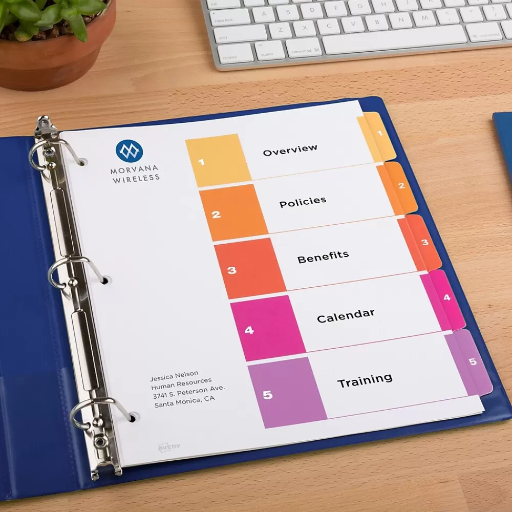 Avery Dividers<Ready Index Table of Contents EcoFriendly Paper Dividers, 1-5 Tabs, Multicolor, 3 Sets/Pack (11080)