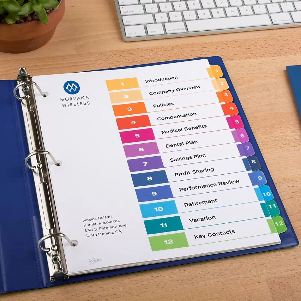 Avery Dividers<Ready Index Table of Contents EcoFriendly Paper Dividers, 1-12 Tabs, Multicolor, 3 Sets/Pack (11083)