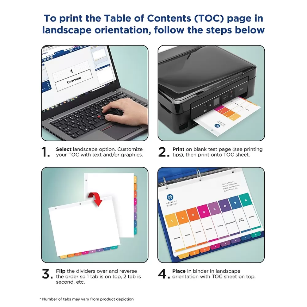 Avery Dividers<Ready Index Table of Contents EcoFriendly Paper Dividers, 1-8 Tabs, Multicolor, 3 Sets/Pack (11081)