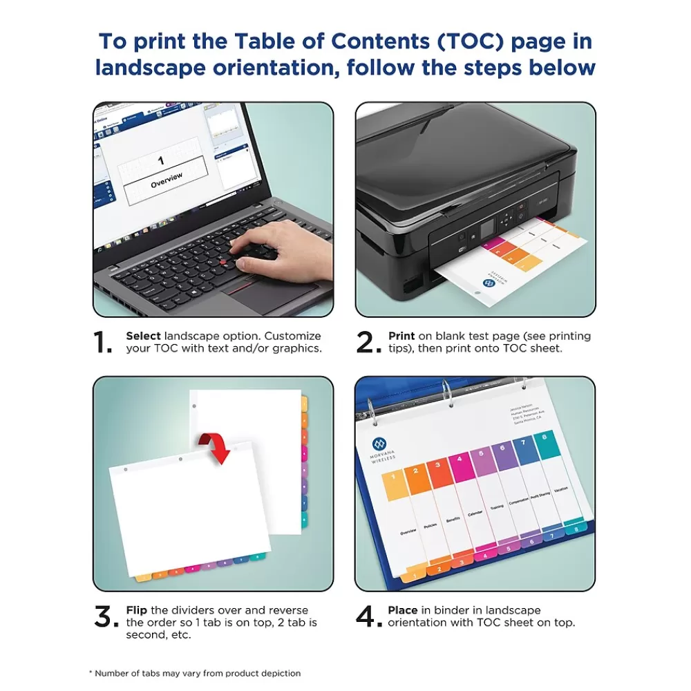 Avery Dividers<Ready Index Table of Contents EcoFriendly Paper Dividers, 1-12 Tabs, Multicolor, 3 Sets/Pack (11083)