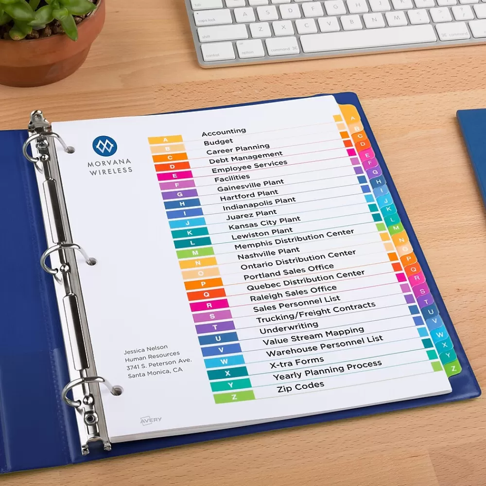 Avery Dividers<Ready Index Table of Contents EcoFriendly Paper Dividers, A-Z Tabs, Multicolor (11085)