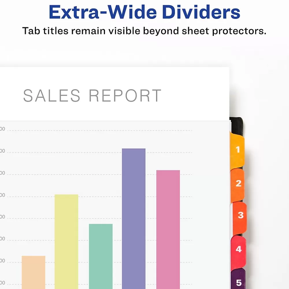 Avery Dividers<Ready Index Table of Contents Extra-Wide Paper Dividers, 1-10 Tab, Multicolor (11165)