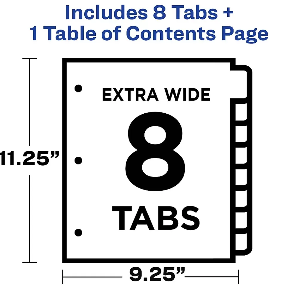 Avery Dividers<Ready Index Table of Contents Extra-Wide Paper Dividers, 1-8 Tab, Multicolor (11163)