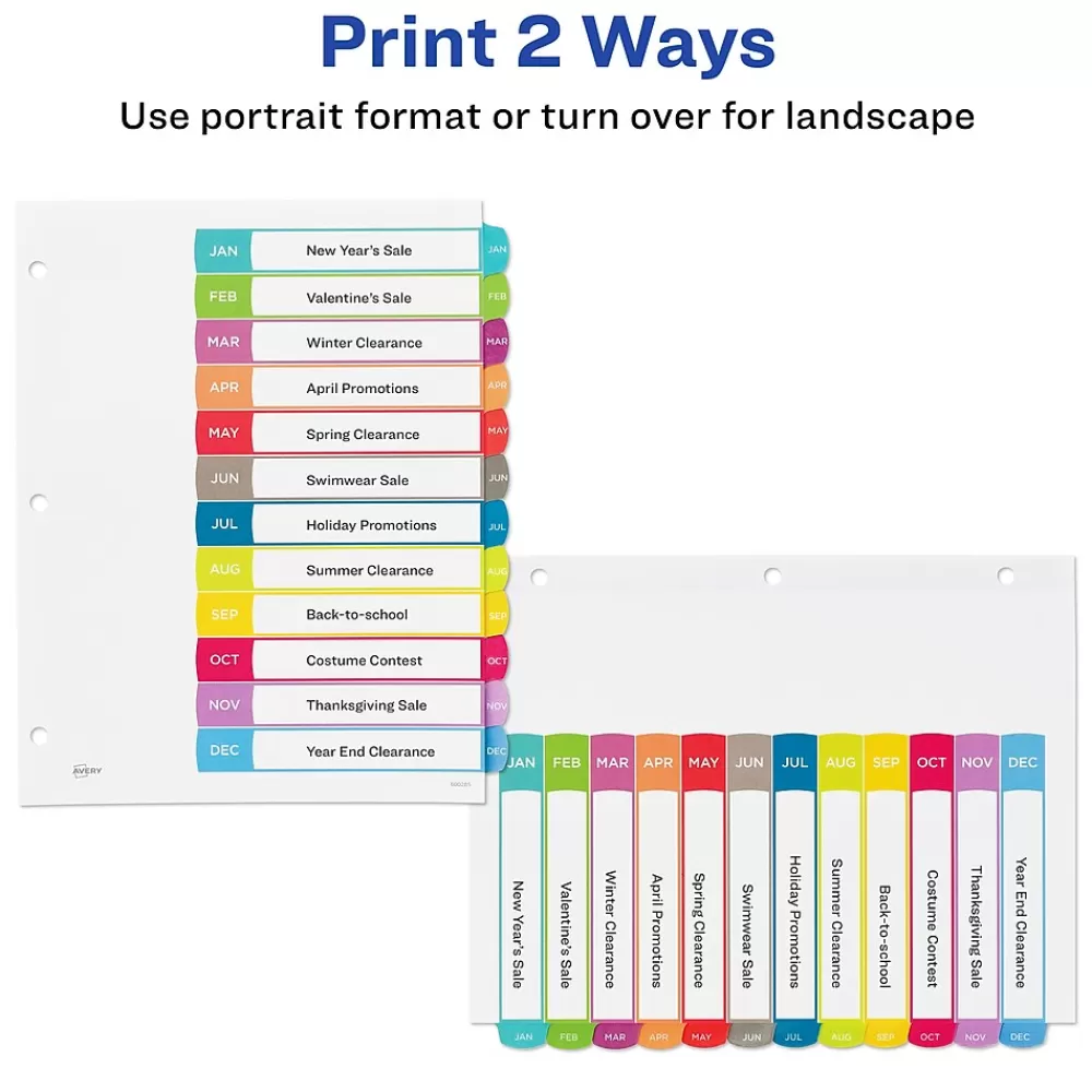 Avery Dividers<Ready Index Table of Contents Paper Dividers, 1-12 Tabs, Contemporary Multicolor (11847)
