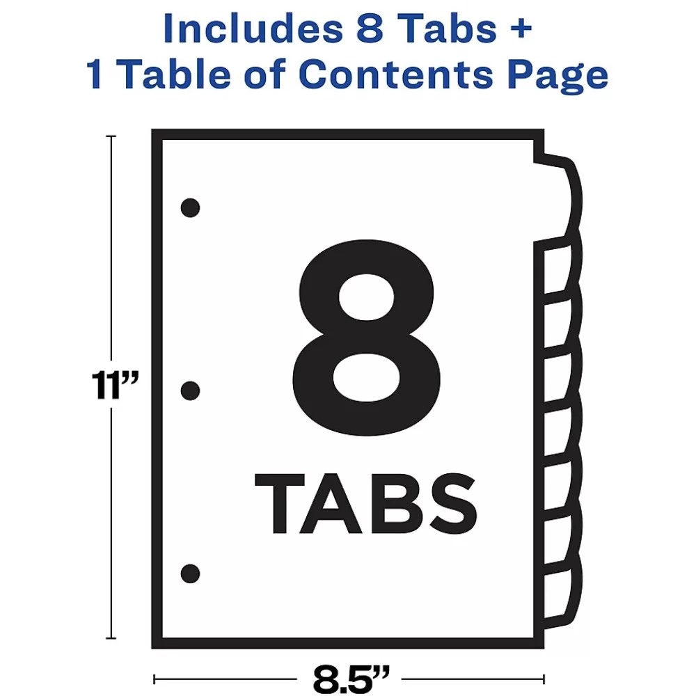 Avery Dividers<Ready Index Table of Contents Paper Dividers, 1-8 Tabs, Contemporary Multicolor (11841)