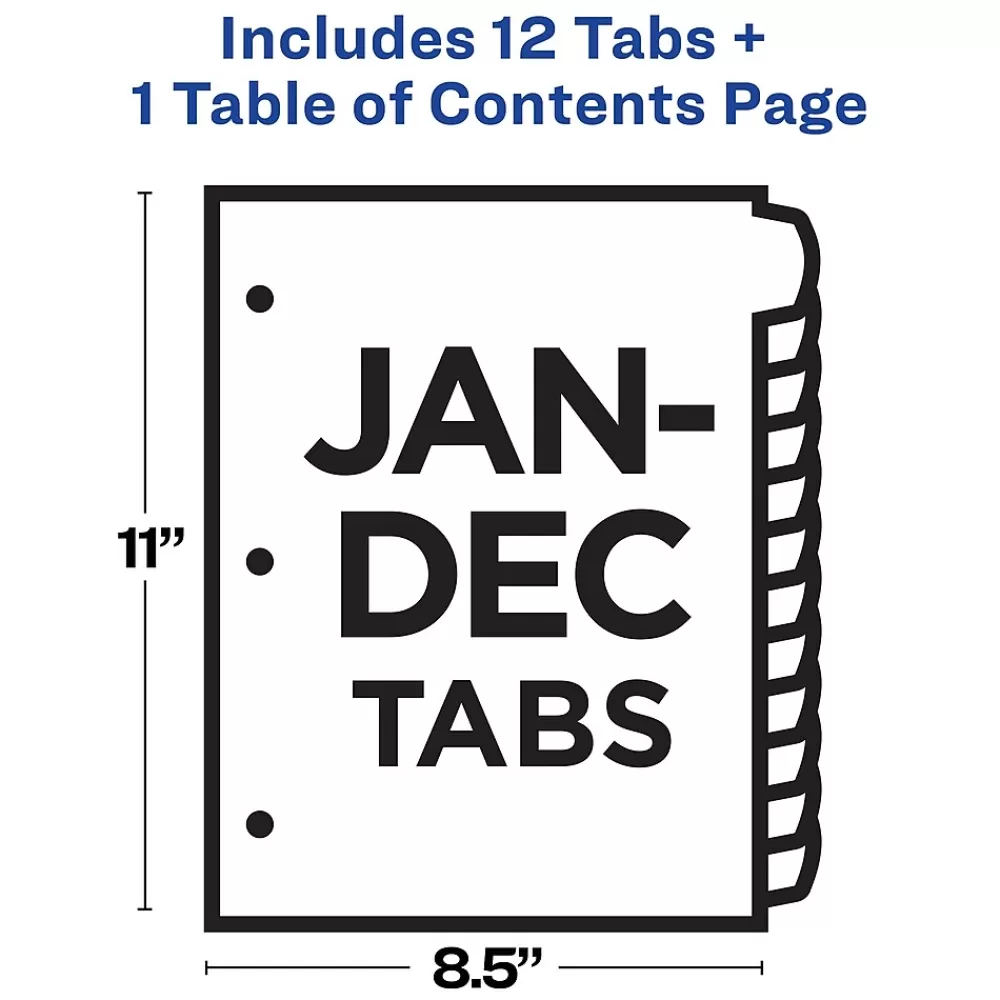 Avery Dividers<Ready Index Table of Contents Paper Dividers, 1-12 Tabs, Contemporary Multicolor (11847)
