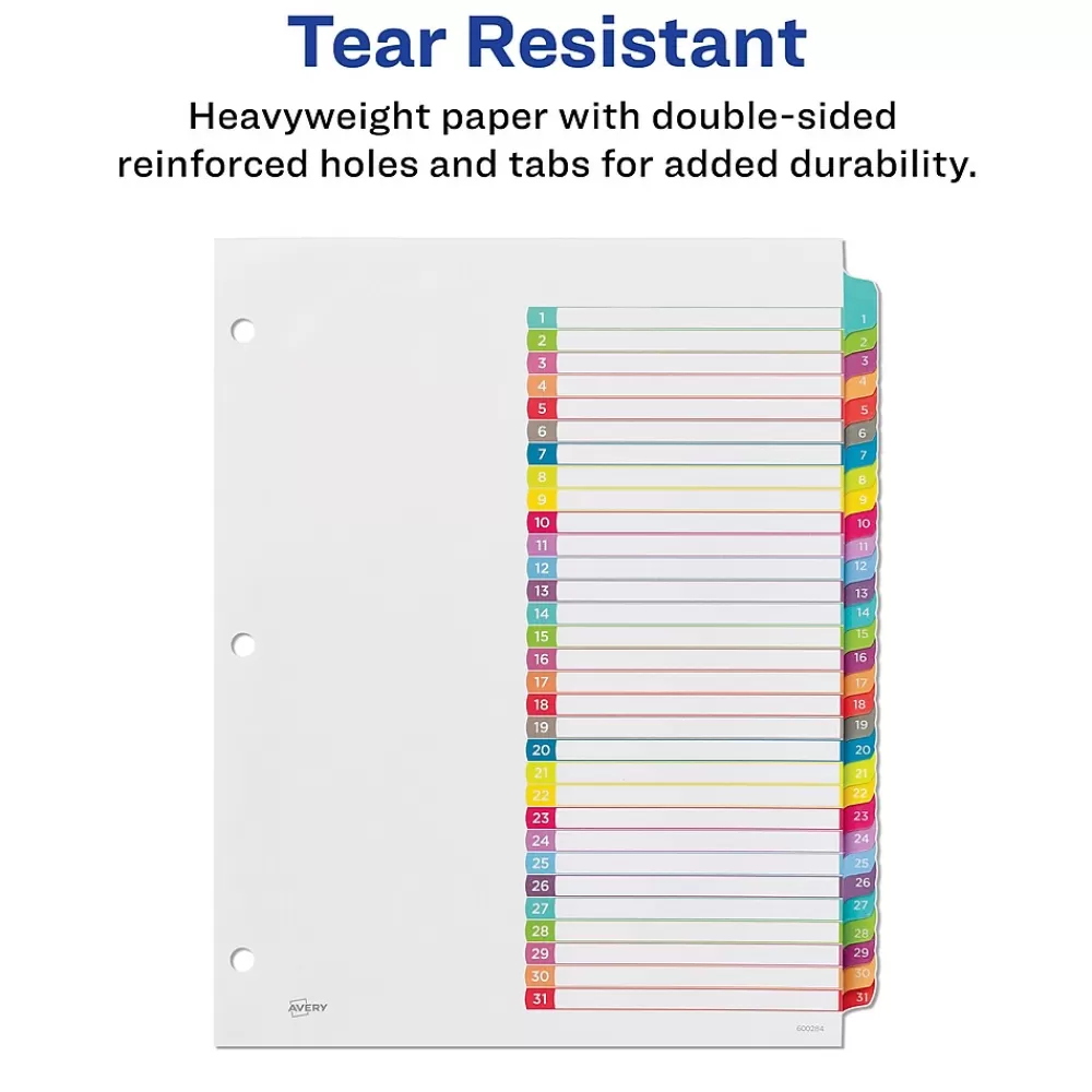 Avery Dividers<Ready Index Table of Contents Paper Dividers, 1-31 Tabs, Contemporary Multicolor (11846)