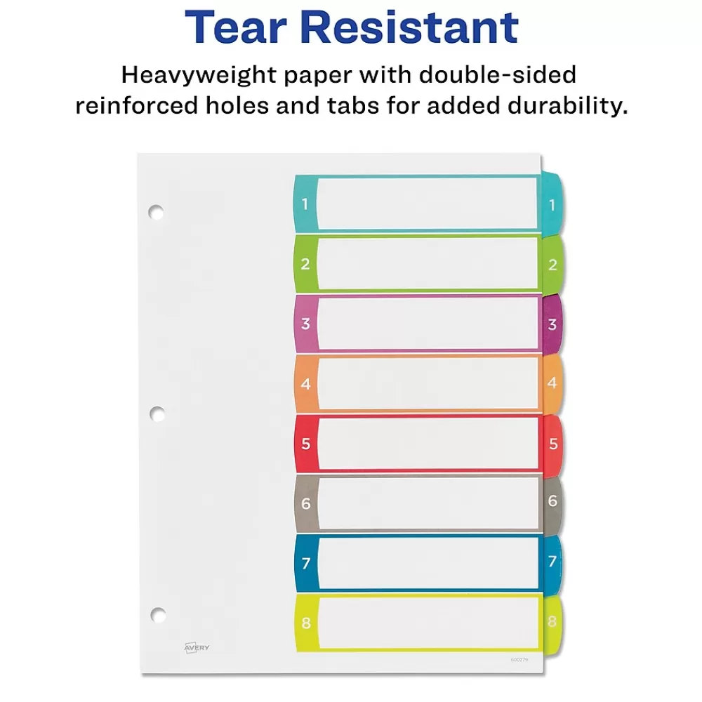 Avery Dividers<Ready Index Table of Contents Paper Dividers, 1-8 Tabs, Contemporary Multicolor (11841)