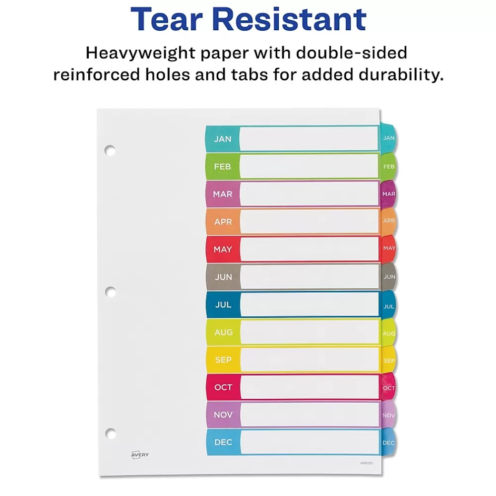 Avery Dividers<Ready Index Table of Contents Paper Dividers, 1-12 Tabs, Contemporary Multicolor (11847)