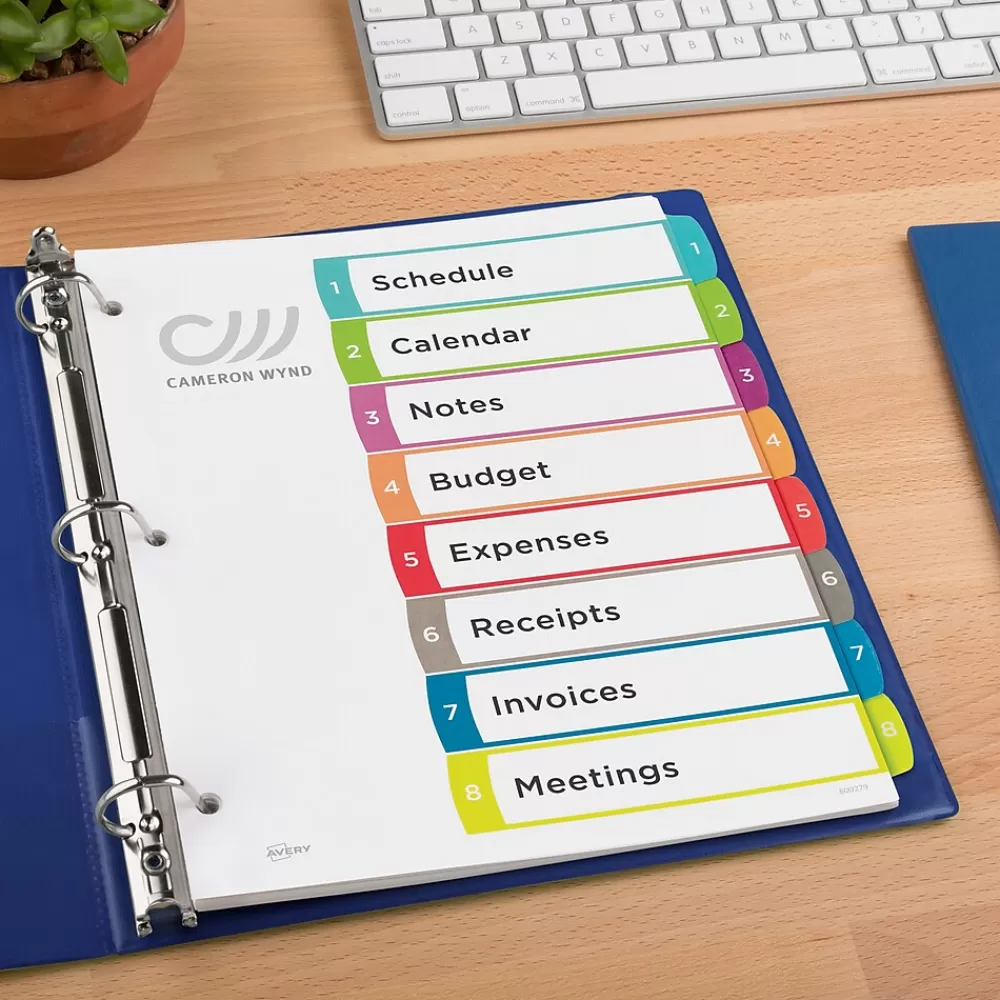 Avery Dividers<Ready Index Table of Contents Paper Dividers, 1-8 Tabs, Contemporary Multicolor (11841)
