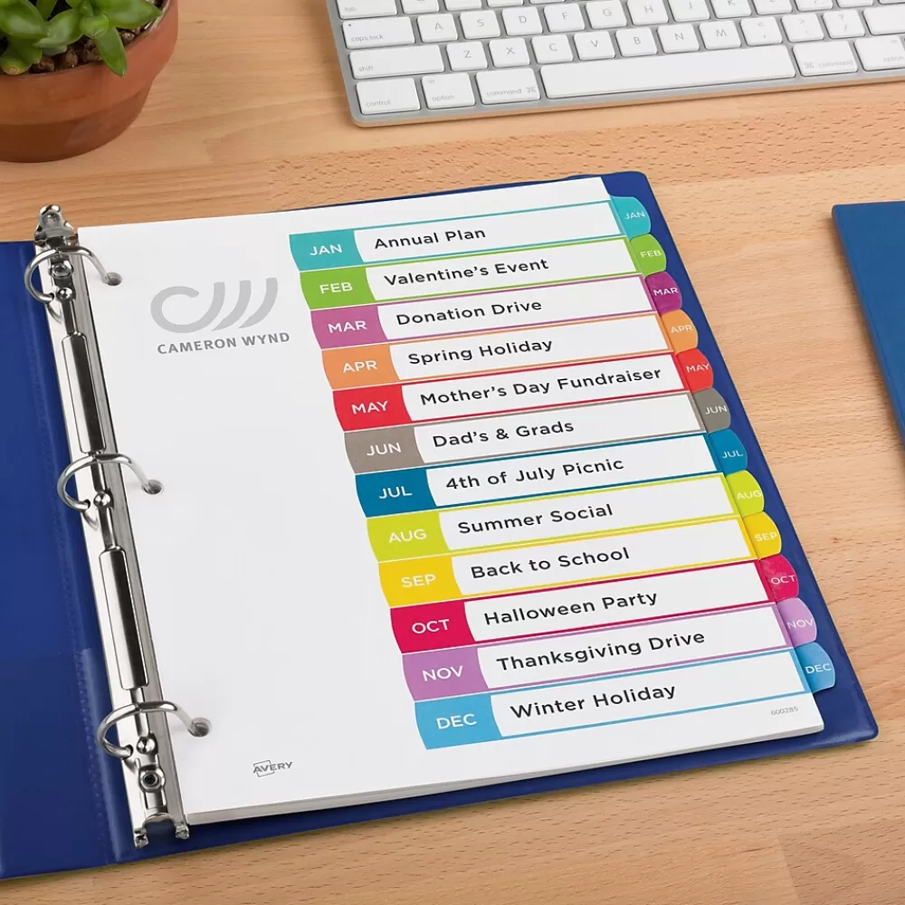 Avery Dividers<Ready Index Table of Contents Paper Dividers, 1-12 Tabs, Contemporary Multicolor (11847)