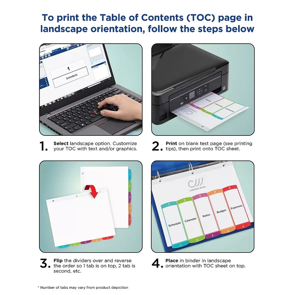 Avery Dividers<Ready Index Table of Contents Paper Dividers, 1-31 Tabs, Contemporary Multicolor (11846)