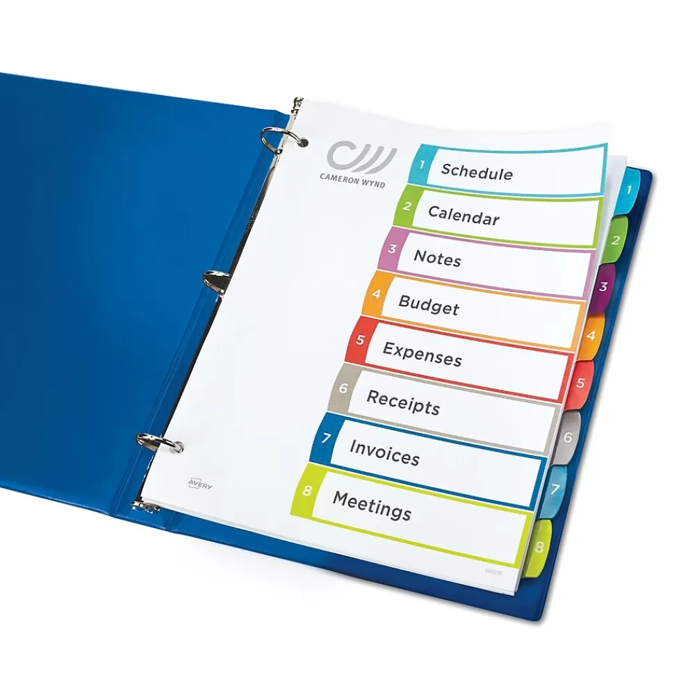 Avery Dividers<Ready Index Table of Contents Paper Dividers, 1-8 Tabs, Contemporary Multicolor (11841)