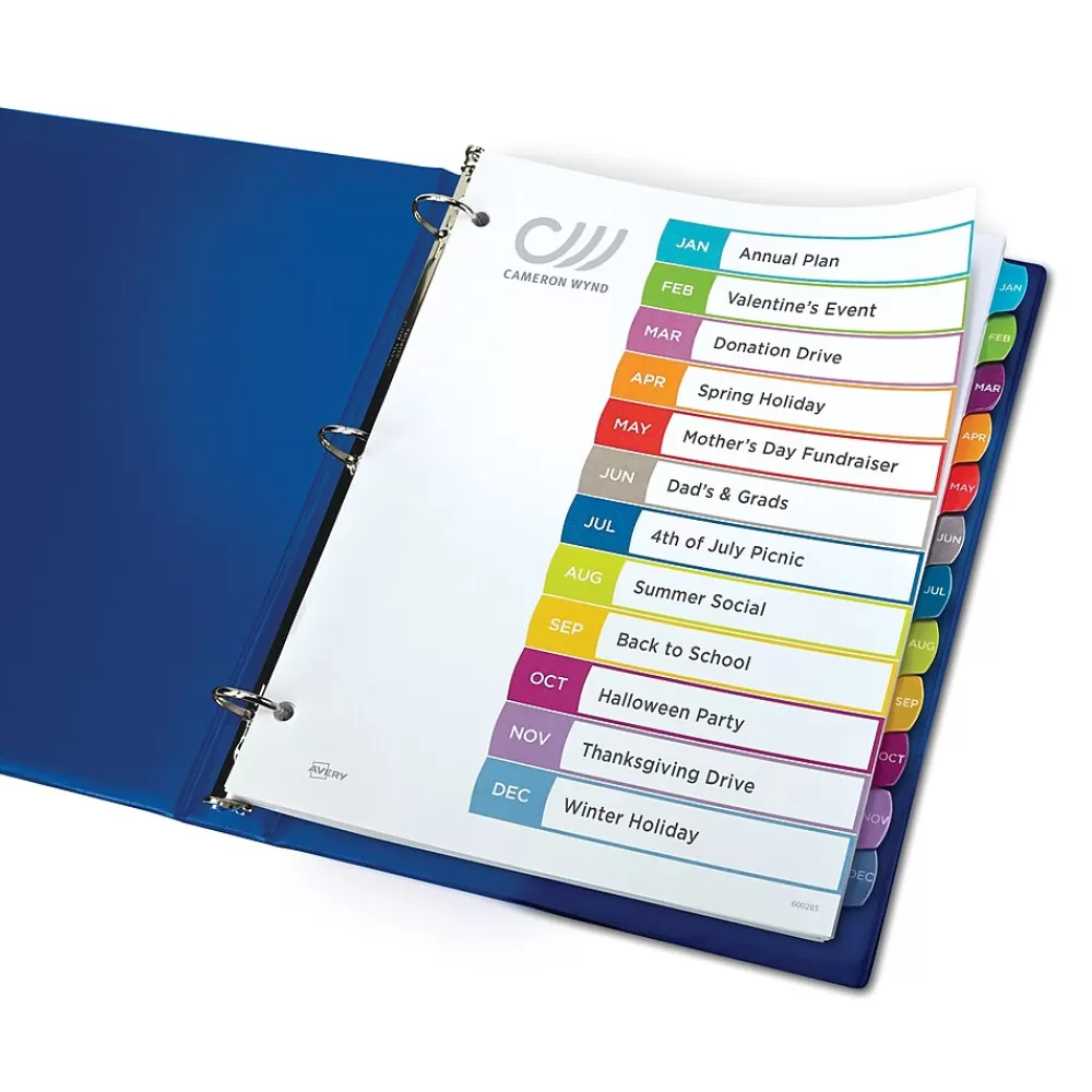 Avery Dividers<Ready Index Table of Contents Paper Dividers, 1-12 Tabs, Contemporary Multicolor (11847)