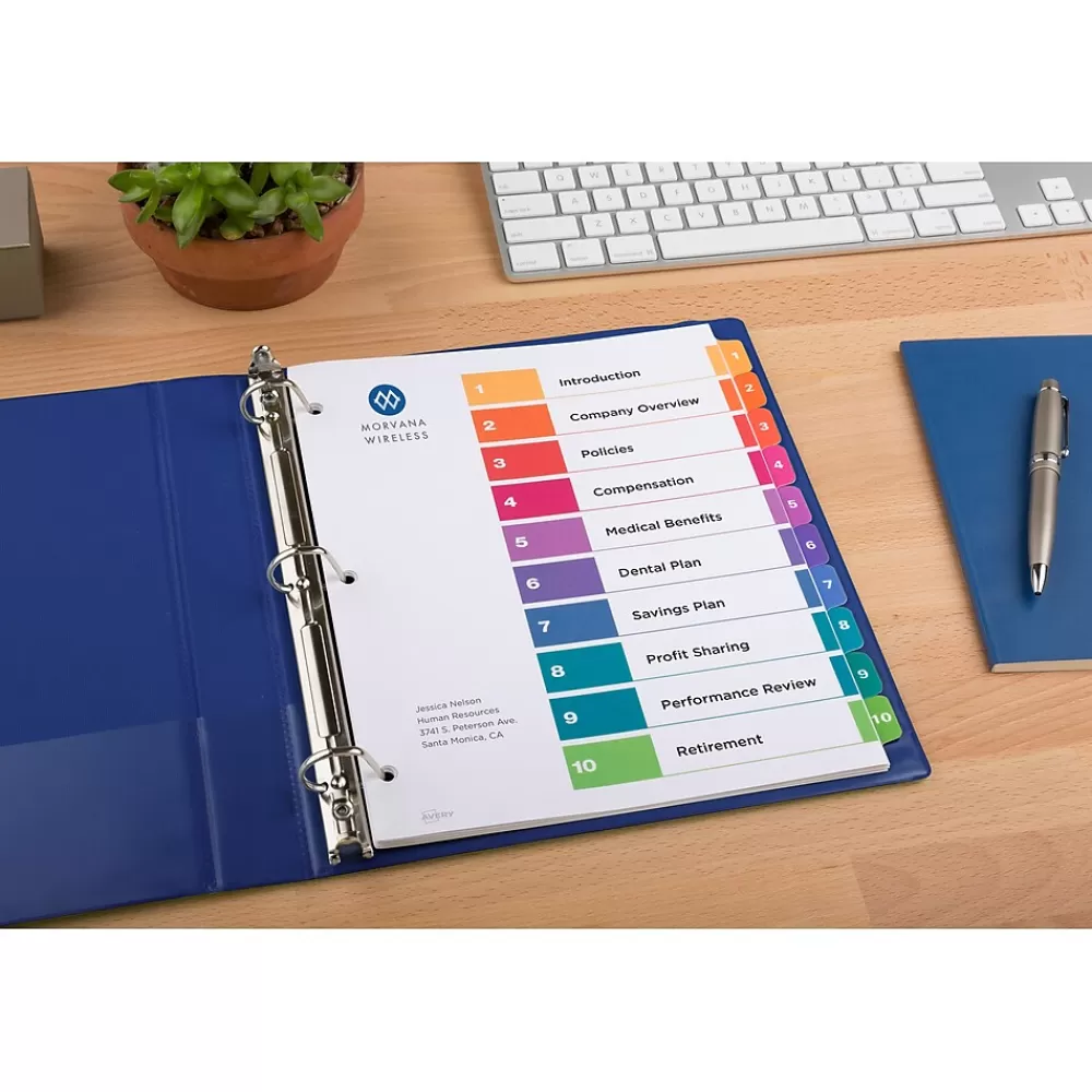 Avery Dividers<Ready Index Table of Contents Paper Dividers, 1-10 Tabs, Multicolor (11135)