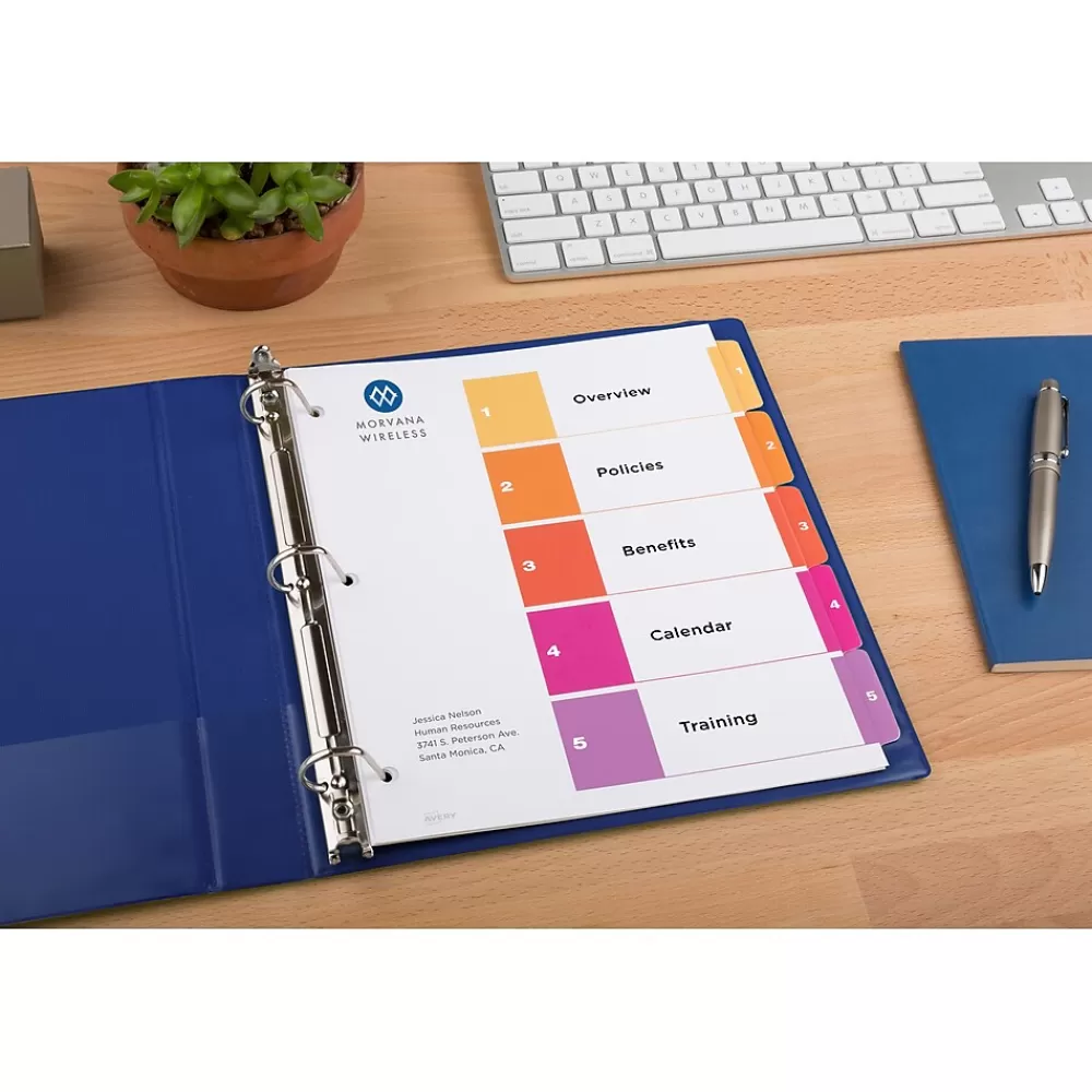 Avery Dividers<Ready Index Table of Contents Paper Dividers, 1-5 Tabs, Multicolor (11131)