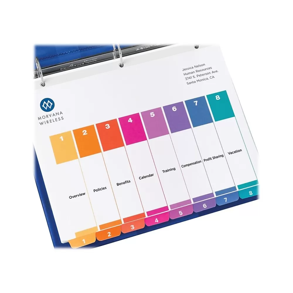Avery Dividers<Ready Index Table of Contents Paper Dividers, 1-8 Tabs, Multicolor (11133)
