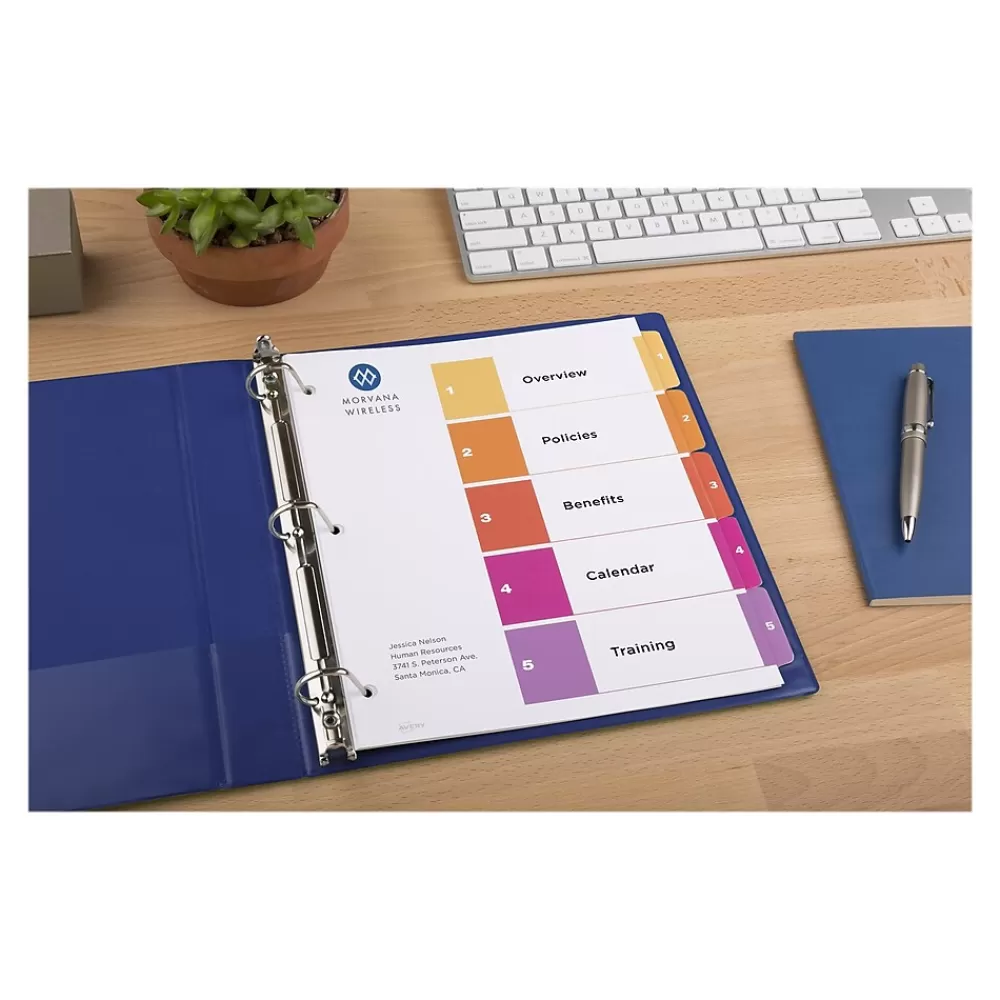 Avery Dividers<Ready Index Table of Contents Paper Dividers, 1-5 Tabs, Multicolor, 6 Sets/Pack (11187)