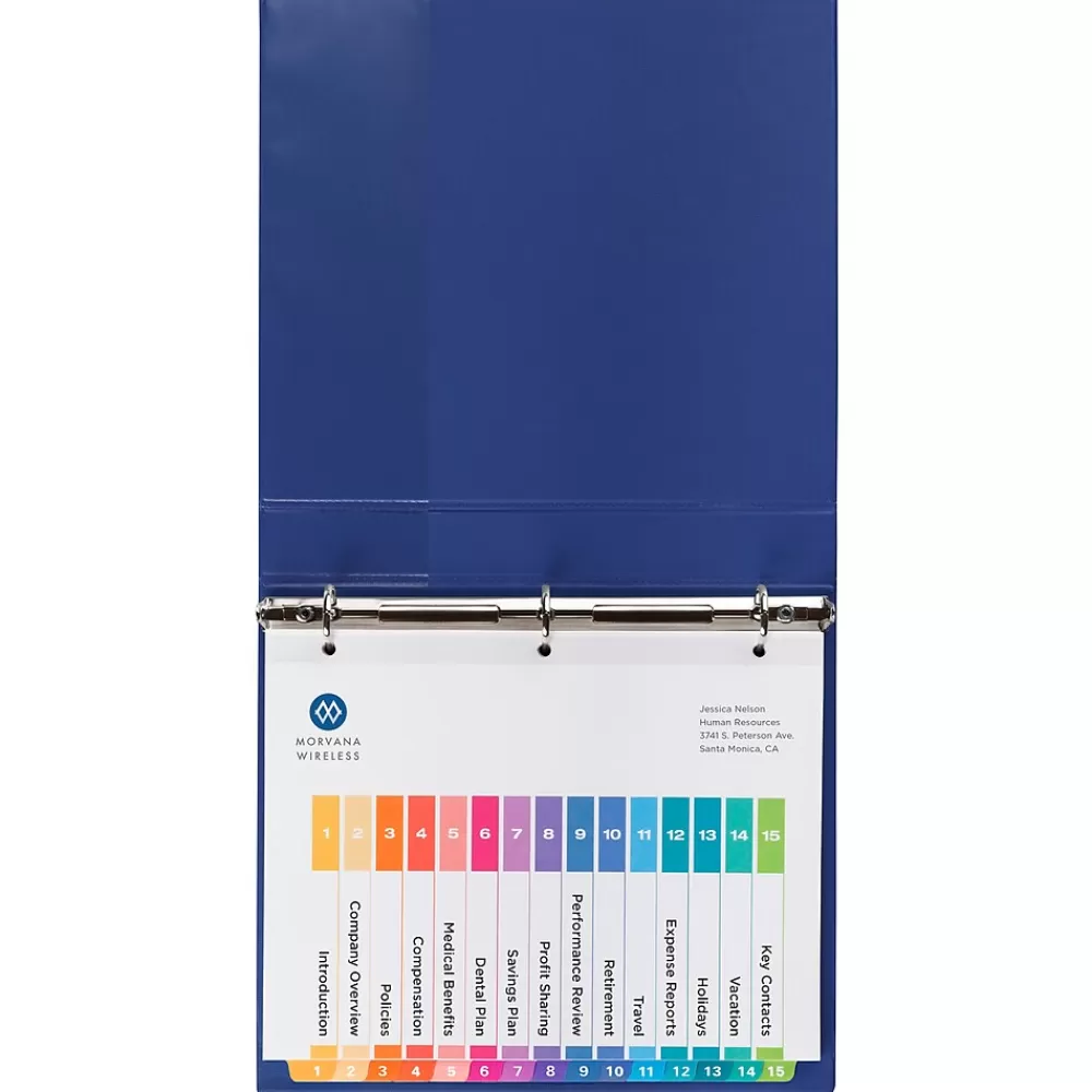 Avery Dividers<Ready Index Table of Contents Paper Dividers, 1-15 Tabs, Multicolor, 6 Sets/Pack (11197)