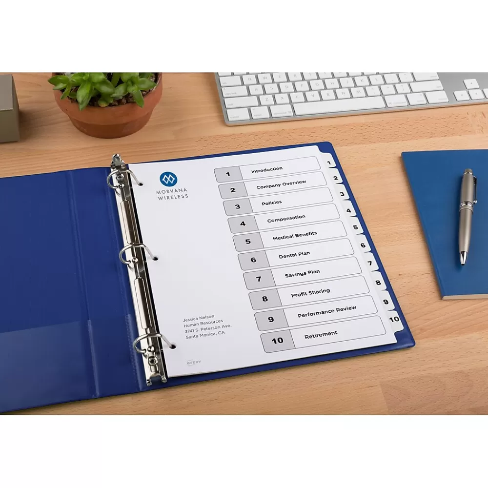 Avery Dividers<Ready Index Table of Contents Paper Dividers, 1-10 Tabs, White (11134)