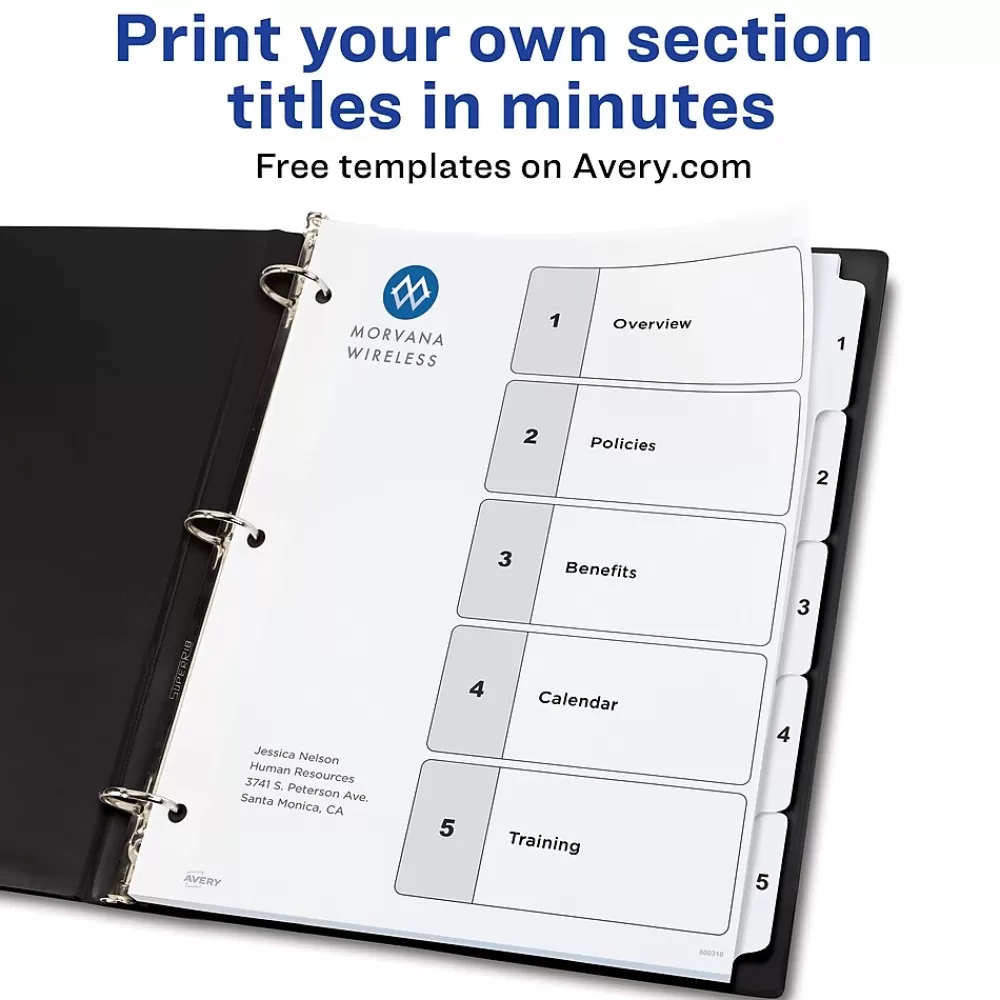 Avery Dividers<Ready Index Table of Contents Paper Dividers, 1-5 Tabs, White (11130)