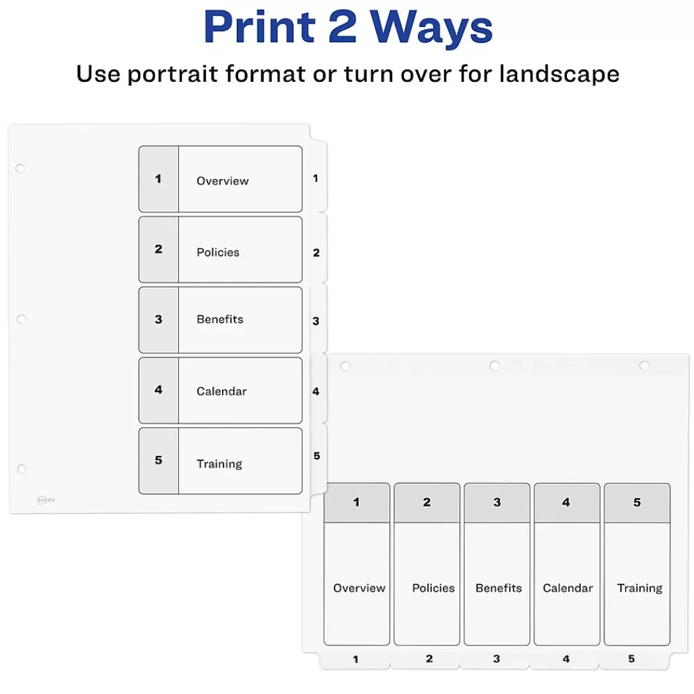 Avery Dividers<Ready Index Table of Contents Paper Dividers, 1-5 Tabs, White (11130)