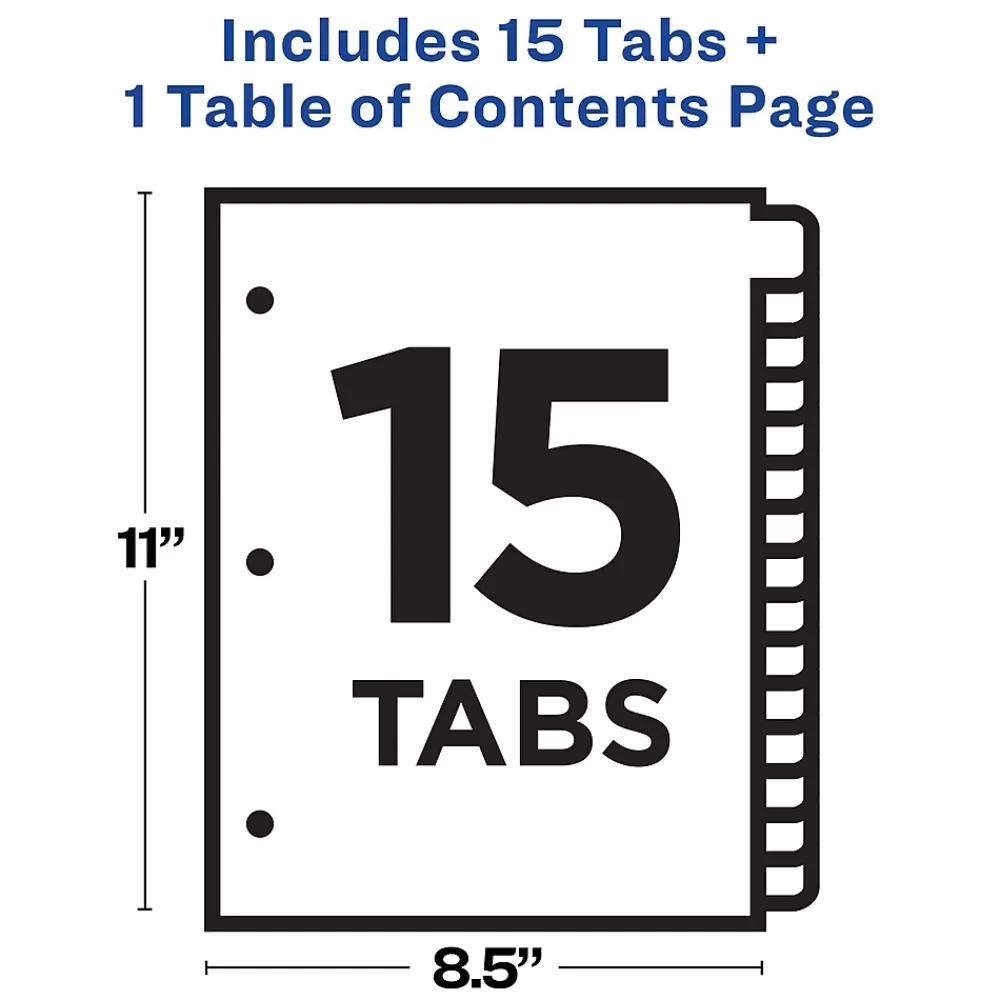 Avery Dividers<Ready Index Table of Contents Paper Dividers, 1-15 Tabs, White (11142)