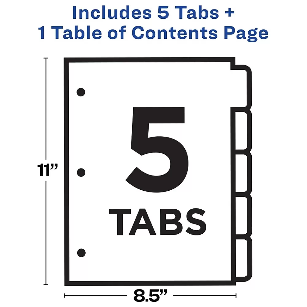 Avery Dividers<Ready Index Table of Contents Paper Dividers, 1-5 Tabs, White (11130)