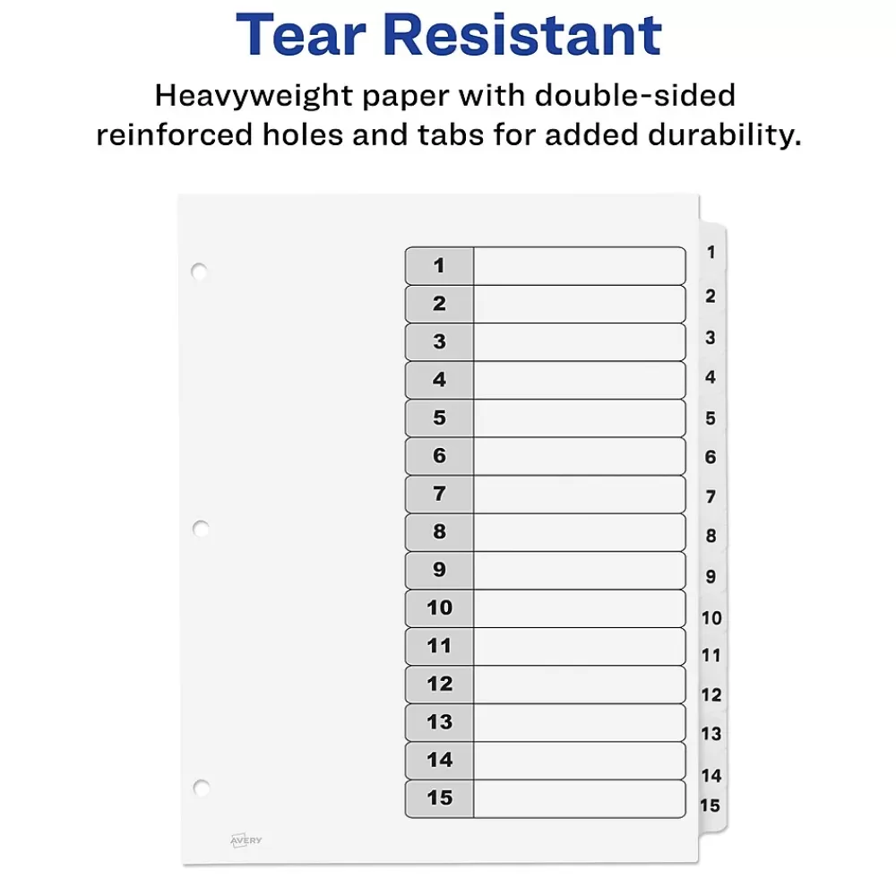 Avery Dividers<Ready Index Table of Contents Paper Dividers, 1-15 Tabs, White (11142)