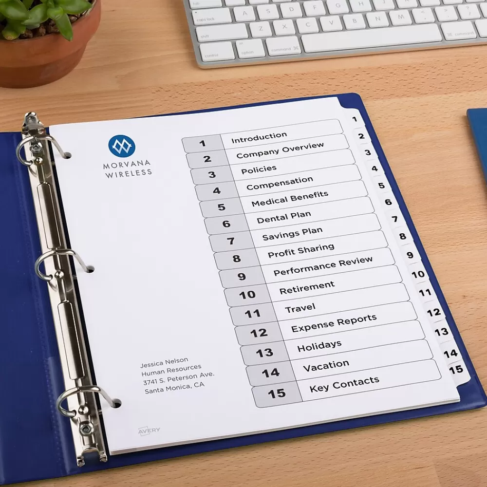 Avery Dividers<Ready Index Table of Contents Paper Dividers, 1-15 Tabs, White (11142)