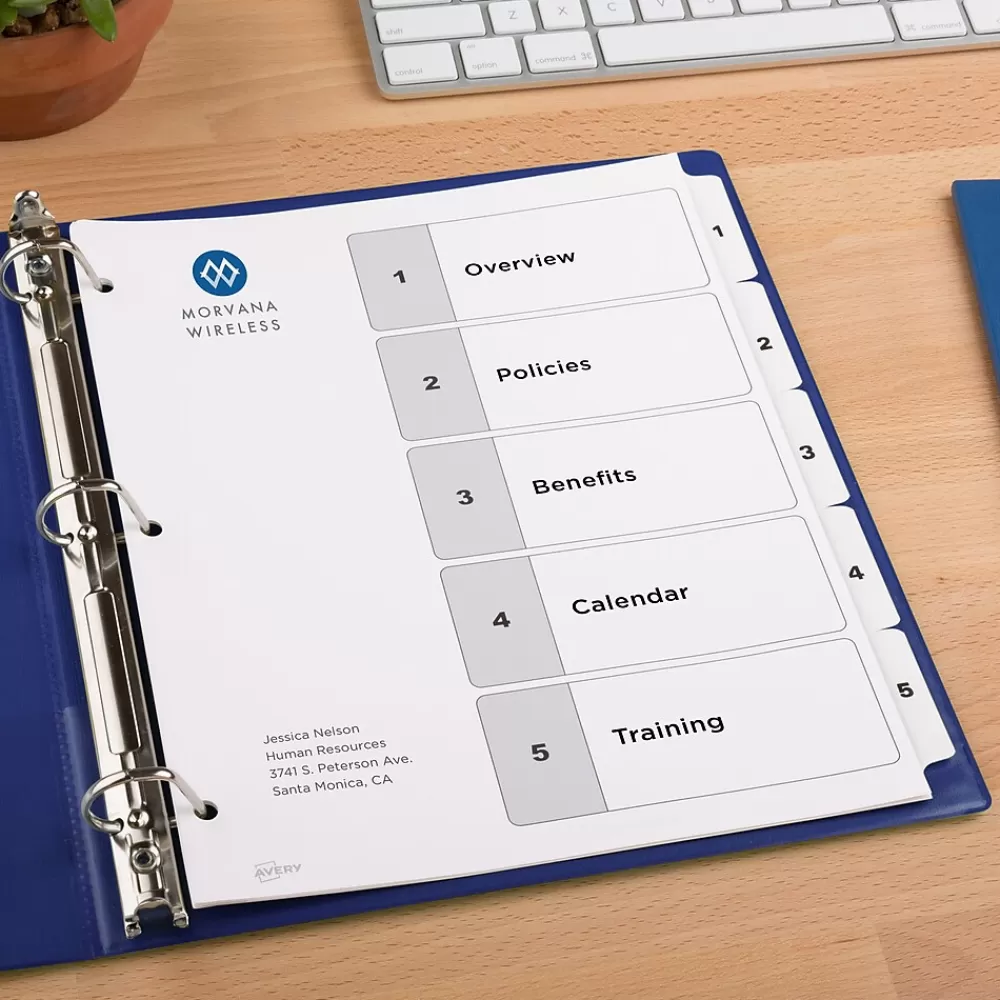 Avery Dividers<Ready Index Table of Contents Paper Dividers, 1-5 Tabs, White (11130)