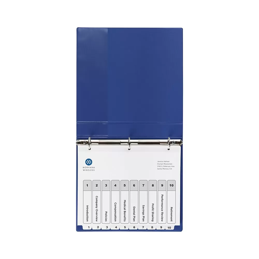 Avery Dividers<Ready Index Table of Contents Paper Dividers, 1-10 Tabs, White, 6 Sets/Pack (11823)
