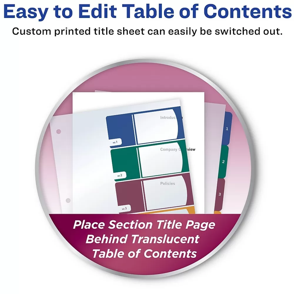 Avery Dividers<Ready Index Table of Contents Plastic Dividers, 1-5 Tabs, Multicolor (11816)