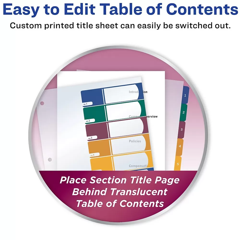 Avery Dividers<Ready Index Table of Contents Plastic Dividers, 1-8 Tabs, Multicolor (11817)