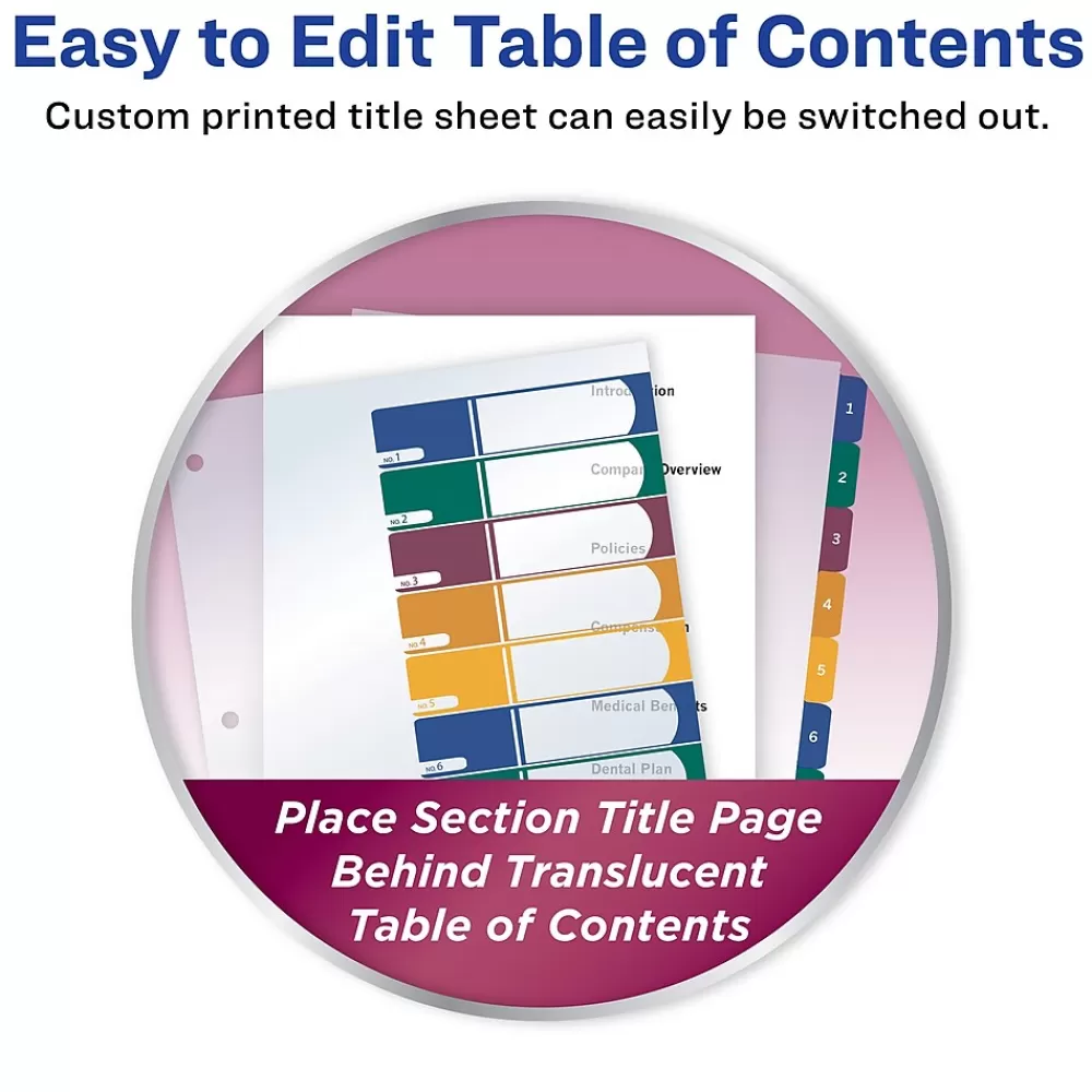 Avery Dividers<Ready Index Table of Contents Plastic Dividers, 1-10 Tabs, Multicolor (11818)
