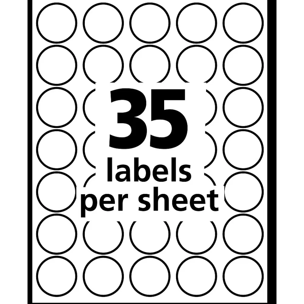 Avery Labels<See-Through Hand Written Color Coding Labels, 3/4" Dia., Translucent Assorted Colors, 35/Sheet, 29 Sheets/Pack (5473)