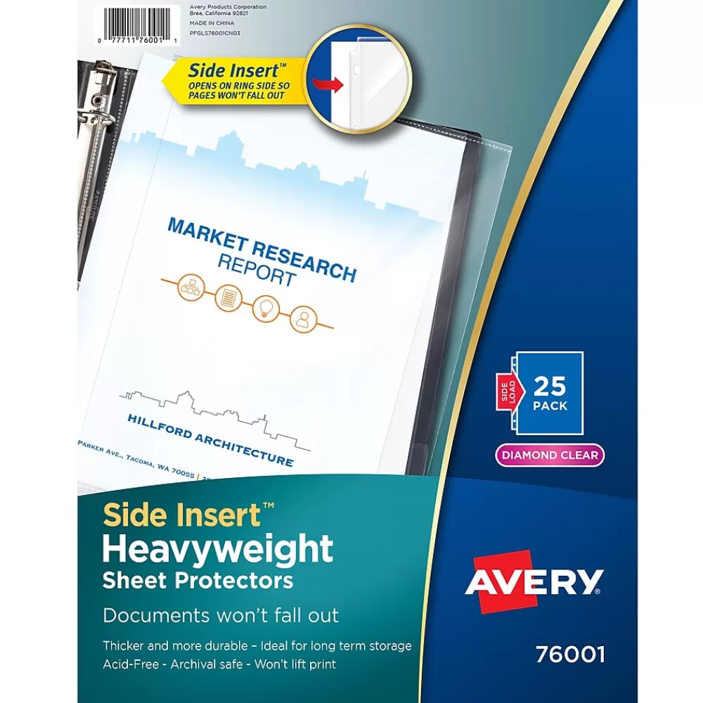 Avery Sheet Protectors<Side Insert Sheet Protectors, Diamond Clear, 25/Pack (15935-CC/76001)