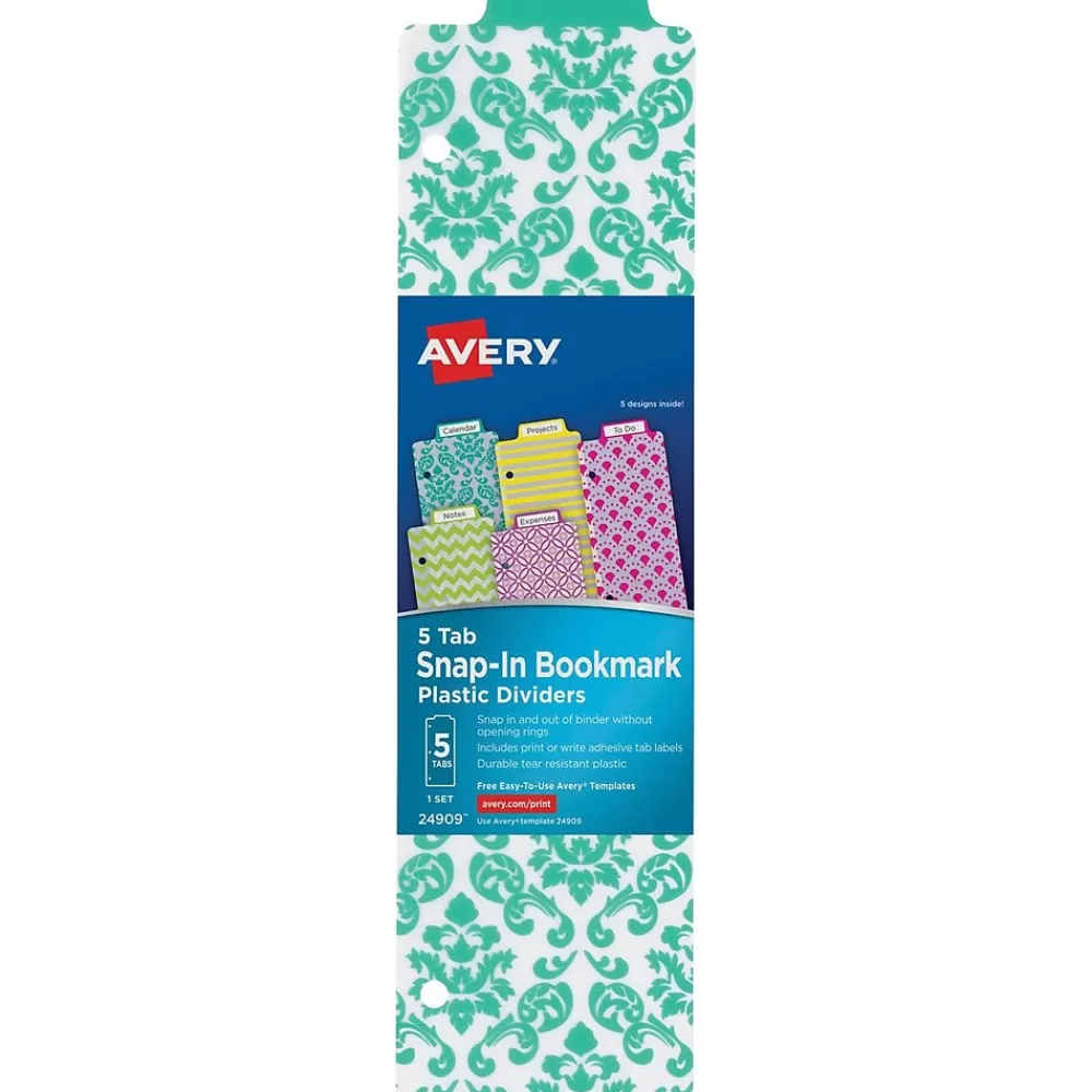 Avery Dividers<Snap-In File Folder Divider, Assorted Colors, 5 Dividers per Set (24909)