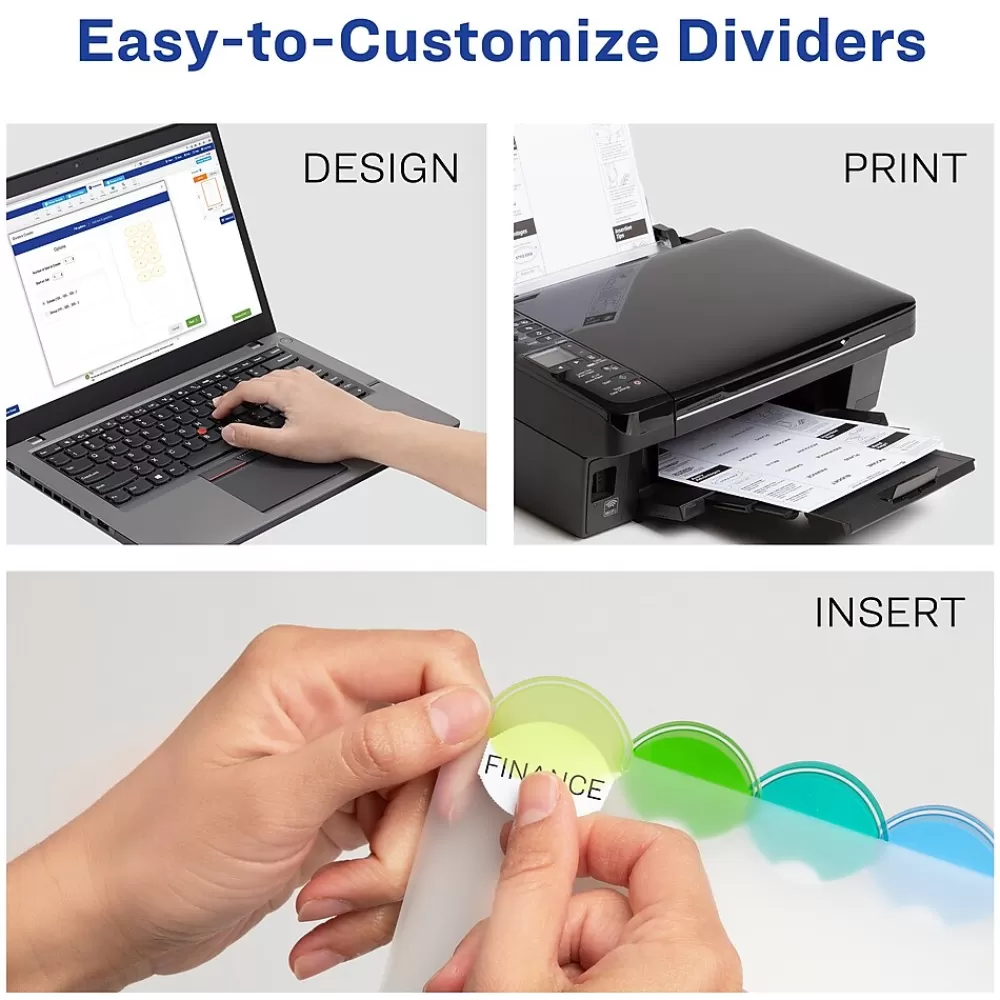 Avery Dividers<Style Edge Insertable Plastic Dividers, 8 Tab, Multicolor (11201)