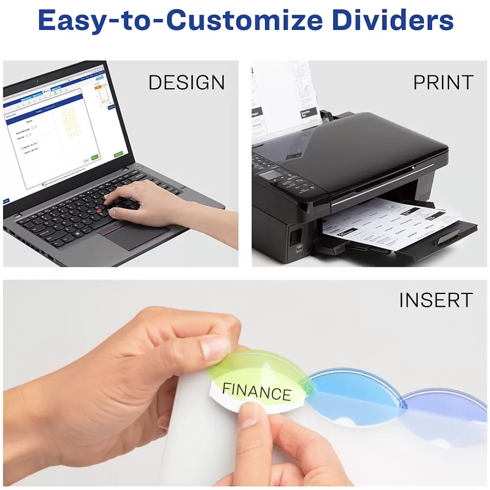 Avery Dividers<Style Edge Insertable Plastic Dividers, 5-Tab, Assorted, 120/Carton