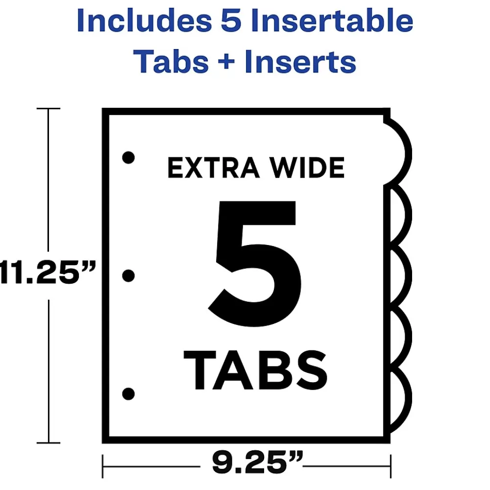 Avery Dividers<Style Edge Insertable Plastic Dividers with Pocket, 5 Tabs, Multicolor (11292)