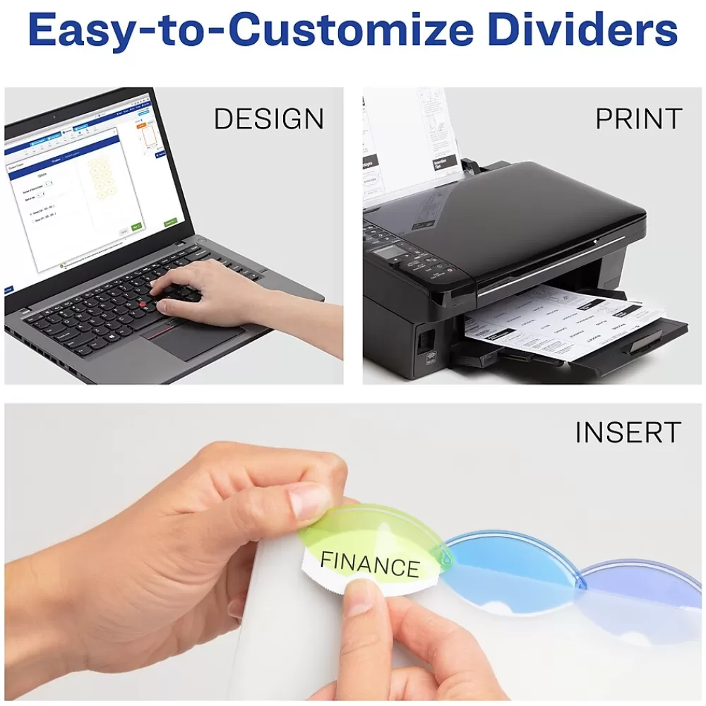 Avery Dividers<Style Edge Insertable Plastic Dividers with Pocket, 5 Tabs, Multicolor (11292)
