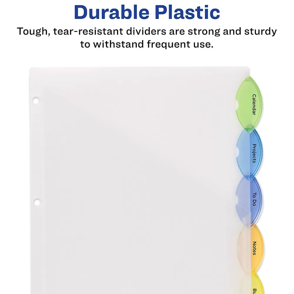 Avery Dividers<Style Edge Insertable Plastic Dividers with Pocket, 5 Tabs, Multicolor (11292)