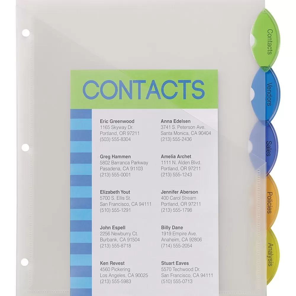 Avery Dividers<Style Edge Insertable Plastic Dividers with Pocket, 5 Tabs, Multicolor (11292)