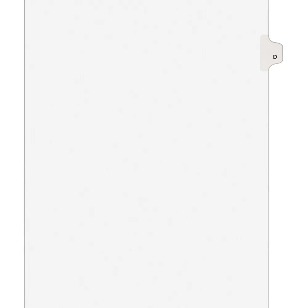 Avery Dividers<Style Individual Legal Divider, Tab D, 8.5" x 11", White, 25/Set (01404)